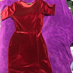 Red suede dress